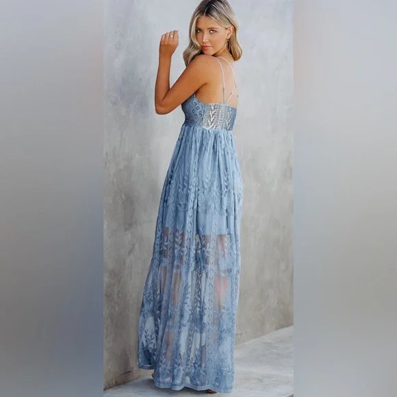 NWOT Spaghetti Strap Lace Boho Dress - Picture 2 of 6